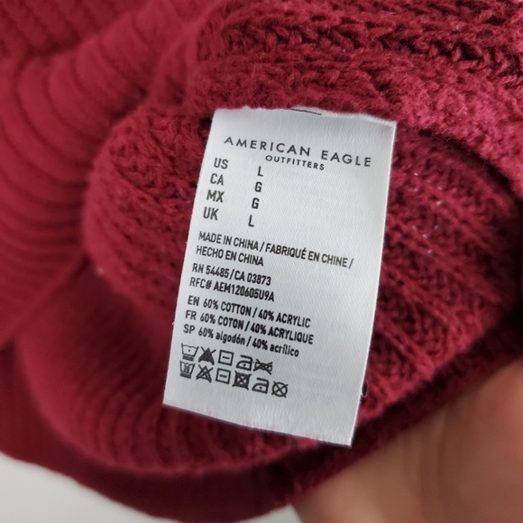 American Eagle Red Striped Crewneck Sweater Large - Picture 5 of 6